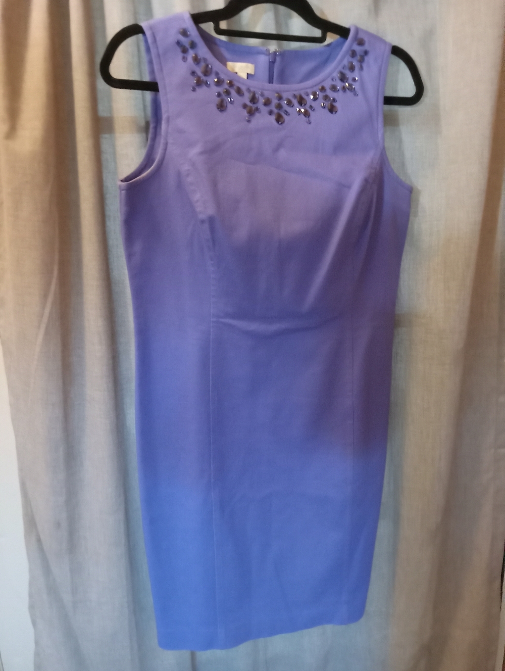 Talbots Sleeveless Lavender Midi Dress with Embellished Neckline 10p